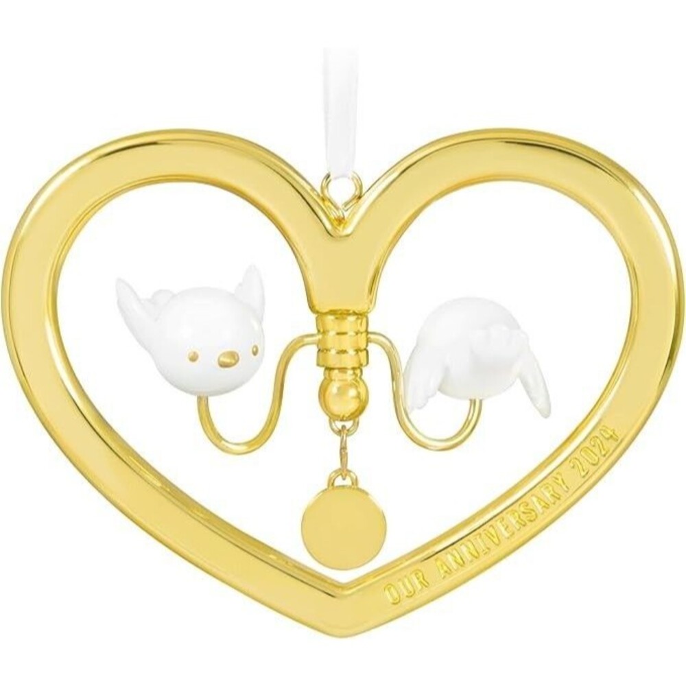 Hallmark Ornament Our Anniversary 2024 Keepsake Gold Heart Doves With Charms